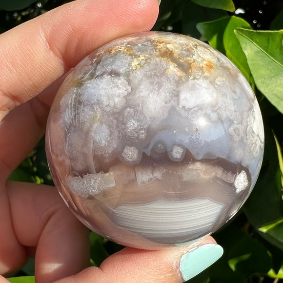 Smiley Face Flower Agate Sphere - Picture 6 of 7